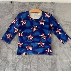 Joseph A. Qu'est-ce que c'est Silk Stars USA Flag Knit Sweater Patriotic Sz S